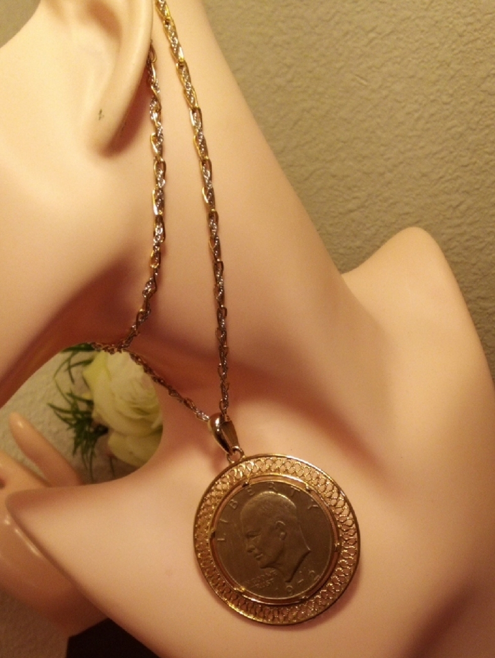 Gold-Tone Coin Medallion Pendant Necklace - Women's Gold Fashion Jewelry - Picture 5 of 5